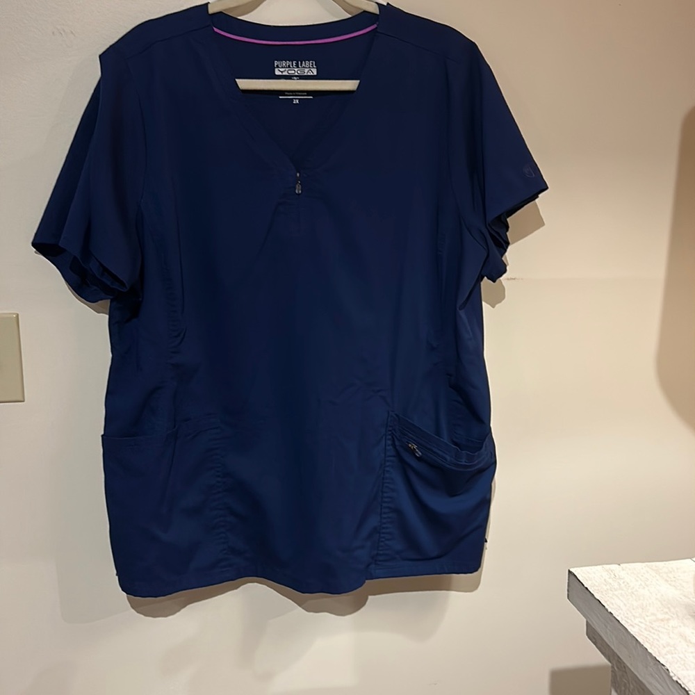Healing Hands purple label, 2xl scrub tops, navy blue.